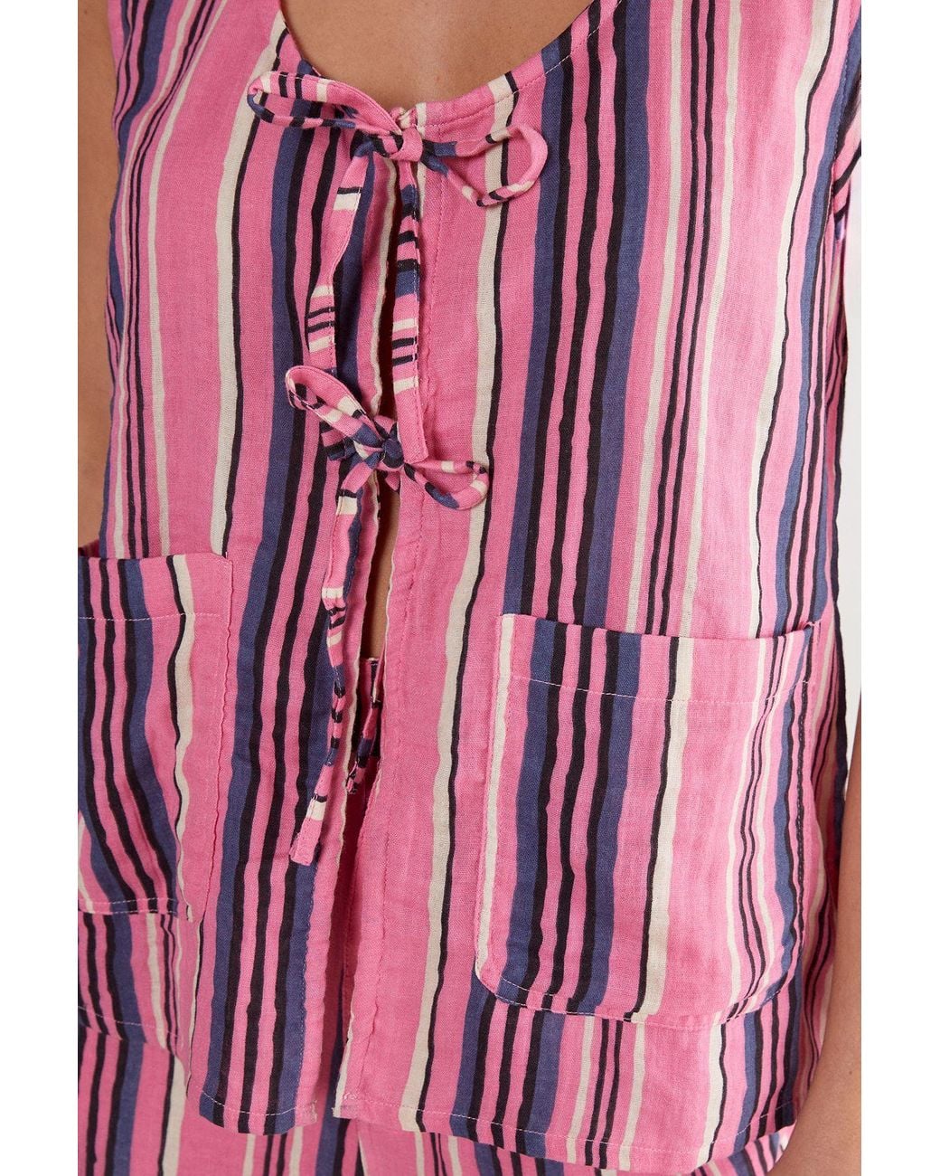 Nasty Gal Pink Stripe Tie Front Vest