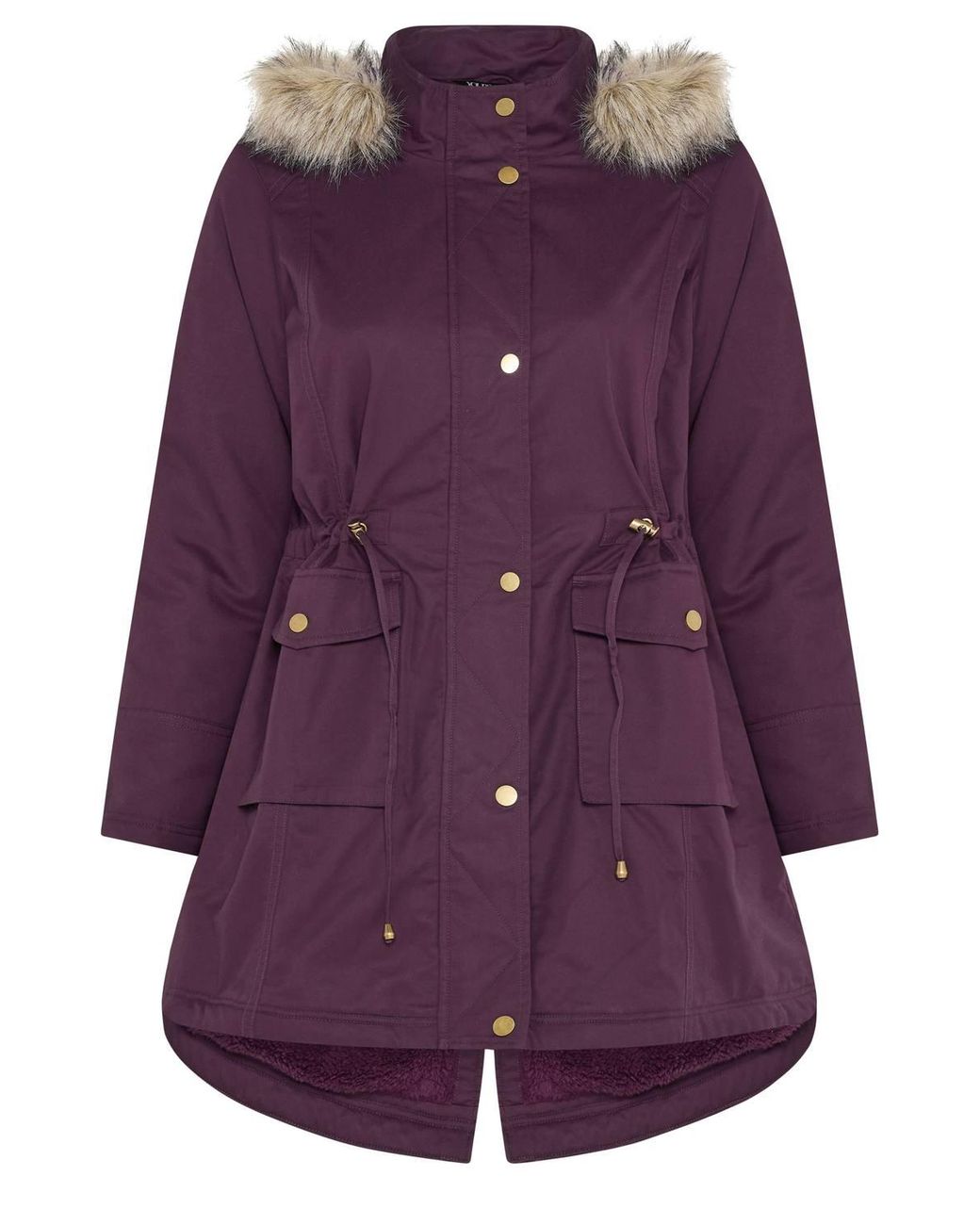 Yours Purple Faux Fur Parka Coat