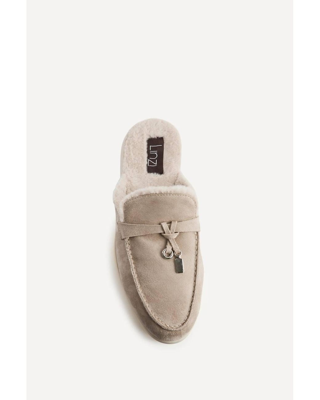 Linzi Natural Dover Mocha Faux Fur Mule Loafers