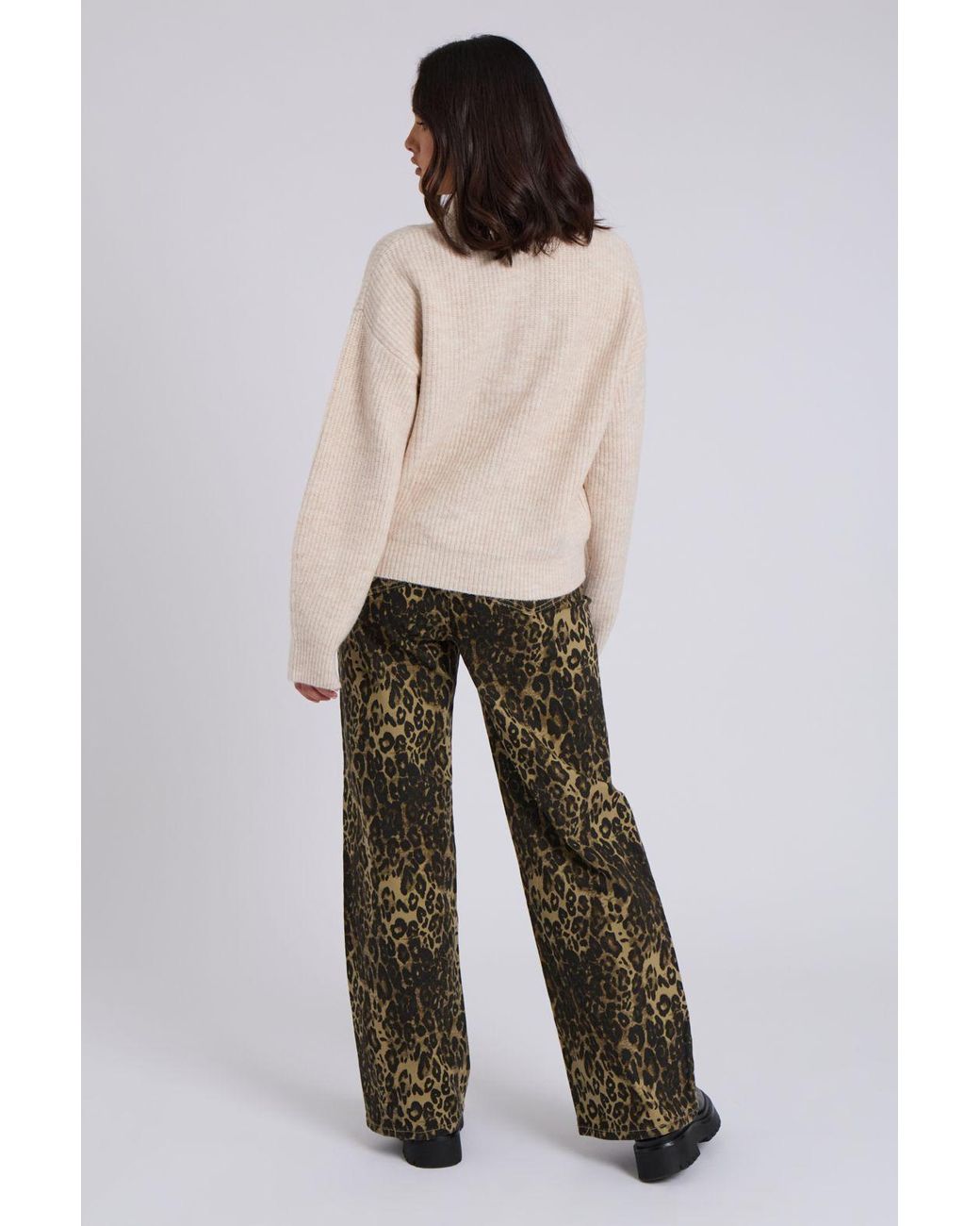 Urban Bliss Natural Ribbed Oversized Half Zip Jumper
