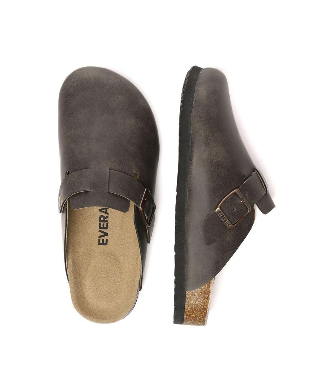 EverAu Australia Brown Pintail Leather Comfort Clog Sandals