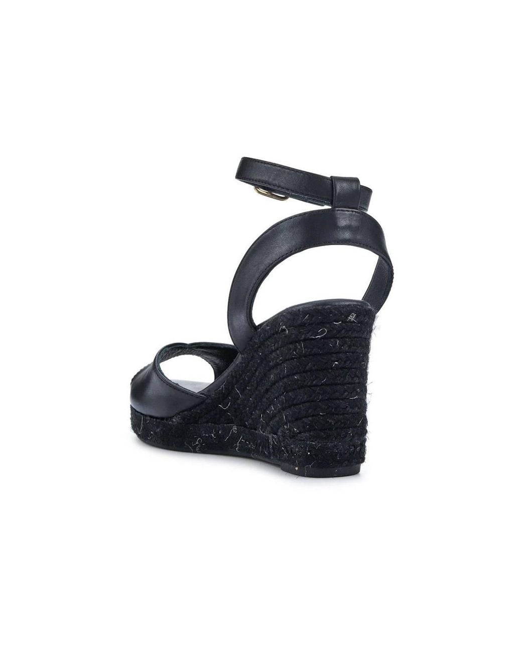 Jones Bootmaker Black Marchesa Leather Wedge-Heeled Sandals