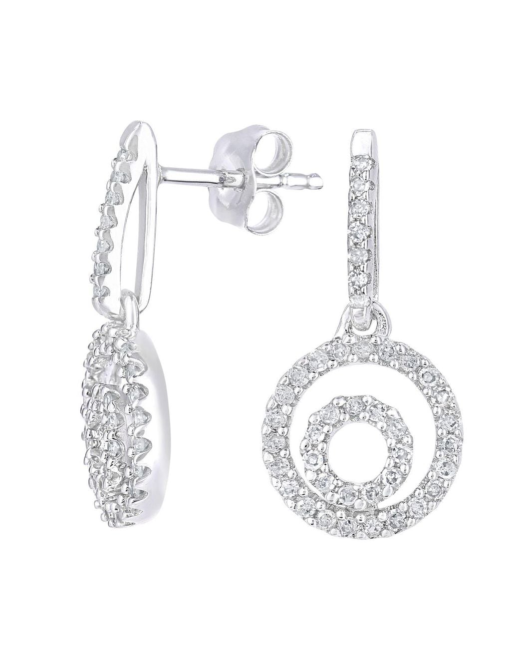Jewelco London White 9Ct Round 1/3Ct Diamond Circle Drop Earrings