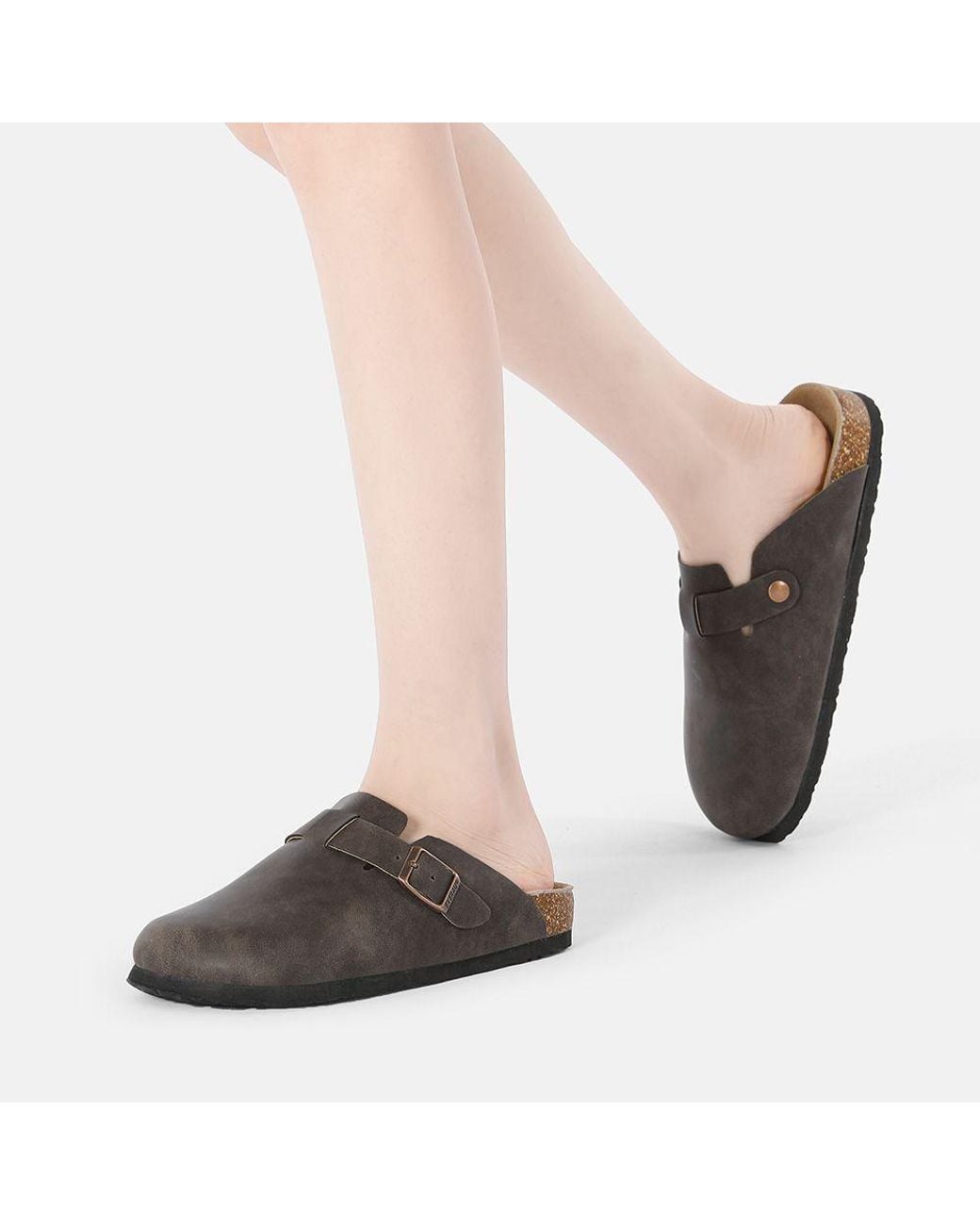 EverAu Australia Brown Pintail Leather Comfort Clog Sandals