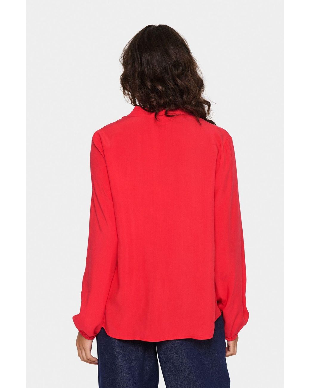 Saint Tropez Red Edasz V-Neck Long Sleeve Blouse