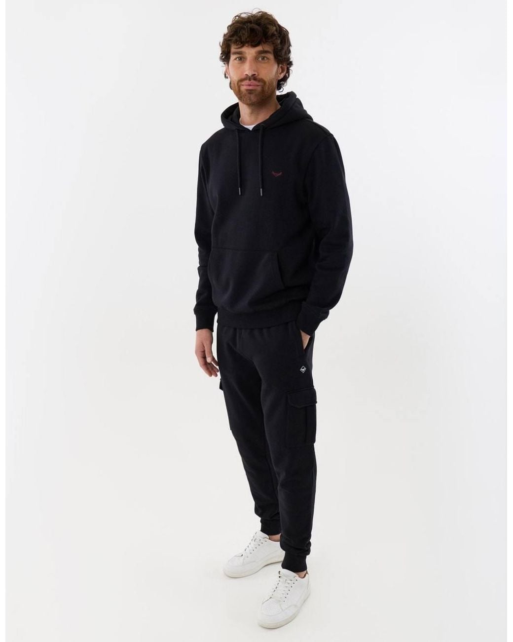 Threadbare Blue Cotton Rich Hoodie & Cargo Jogger Set for men