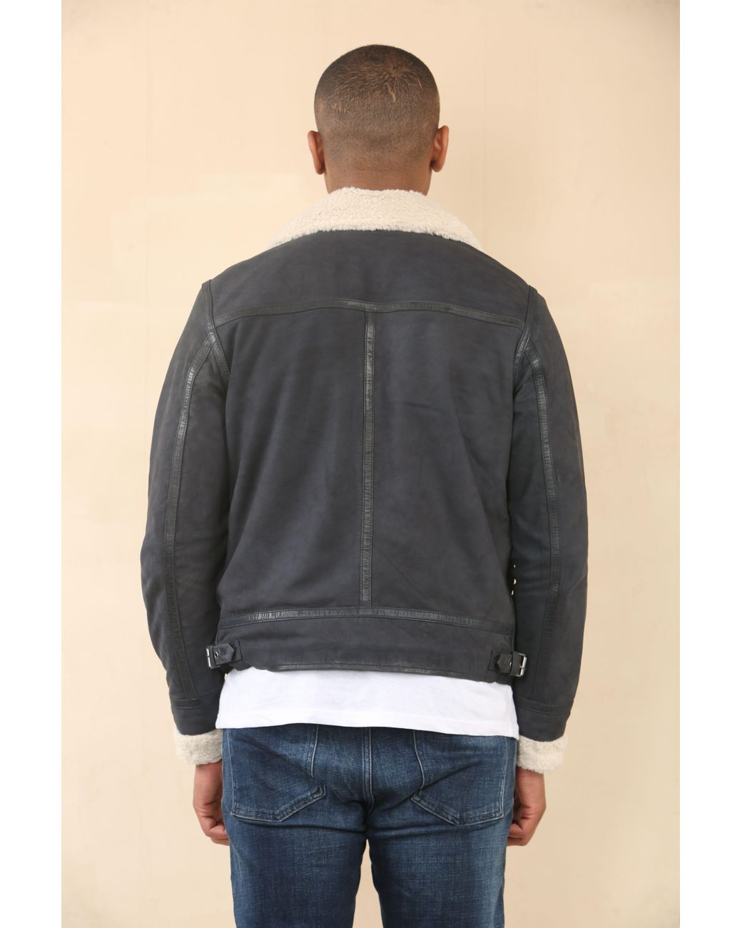 TruClothing Gray Suede Pilot Aviator Leather Jacket for men