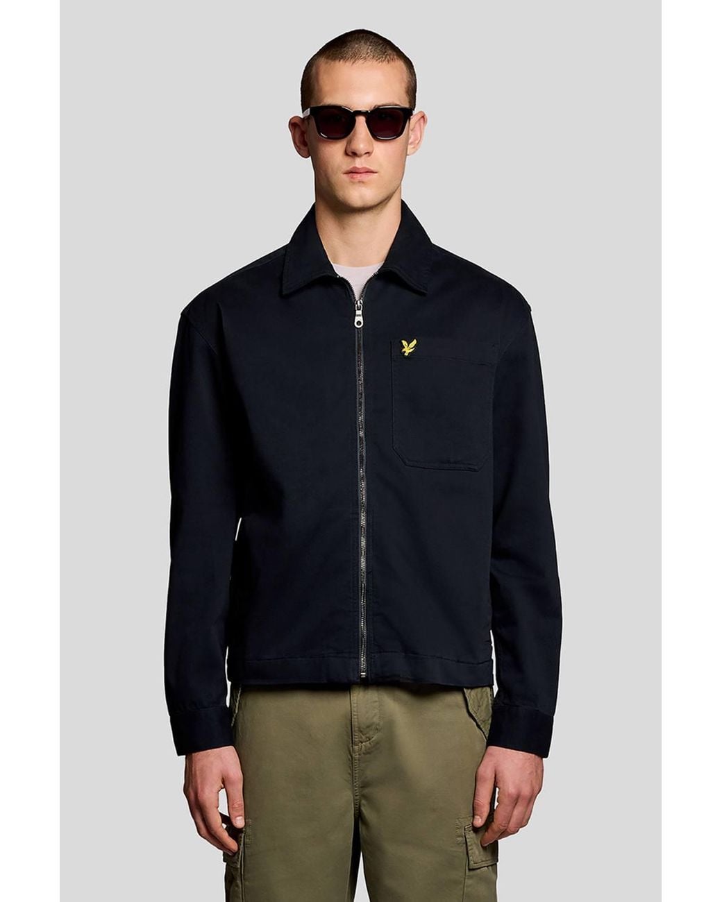Lyle & Scott Blue Enzyme Wash Zip Through Overshirt for men