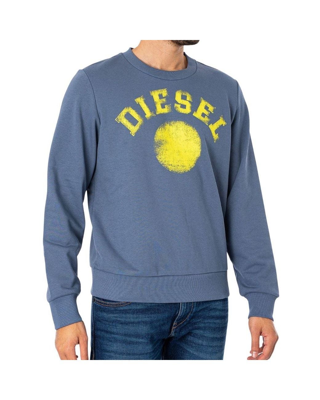 DIESEL Blue Distressed Dot Logo Sweatshirt for men