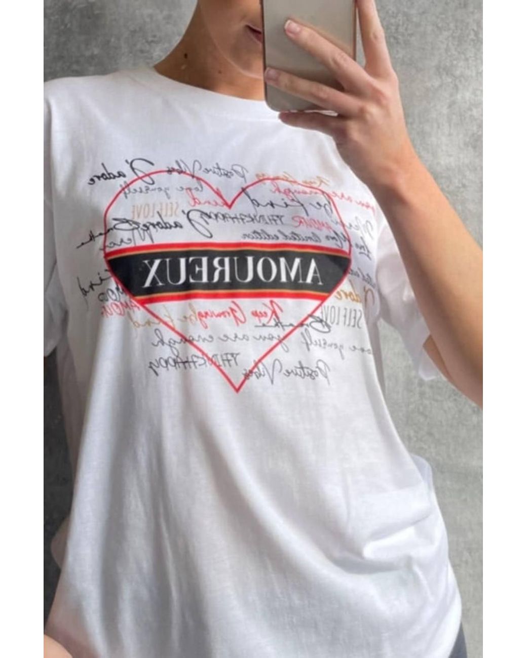 Stylewise Gray Heart Graphic Print