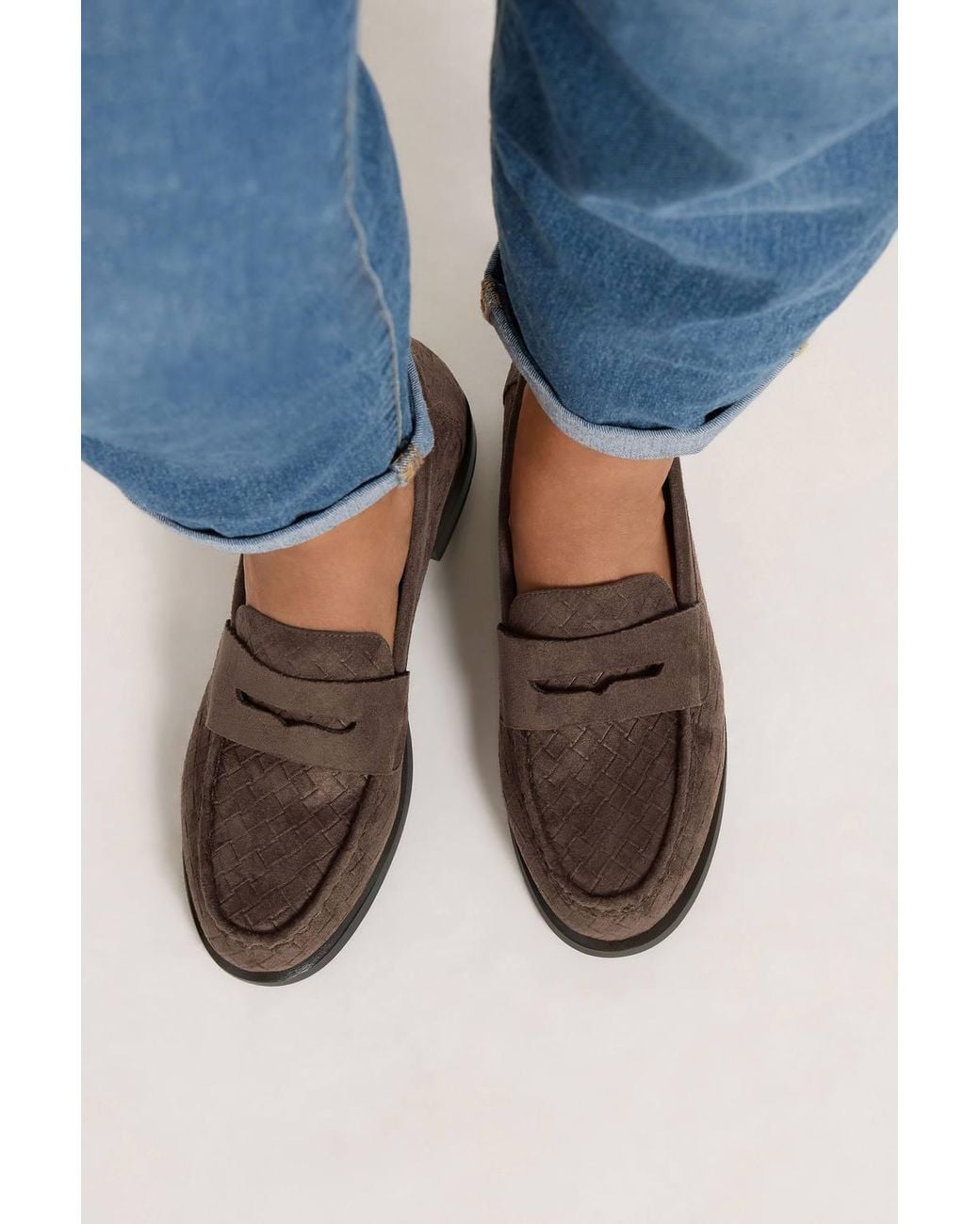 Yours Blue Woven Embossed Loafers