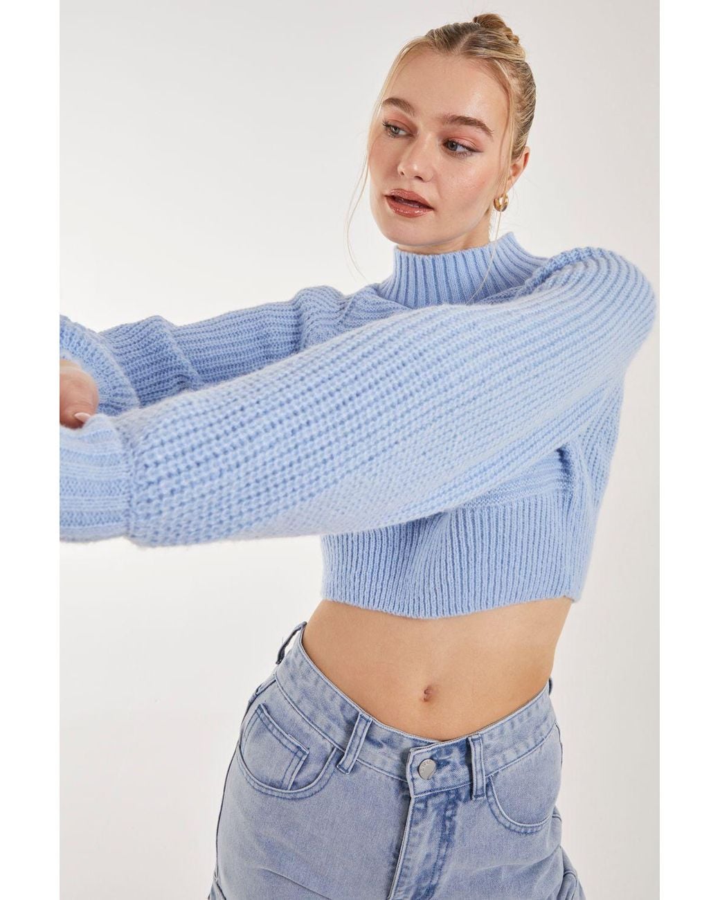 Pink Vanilla Blue High Neck Knitted Jumper