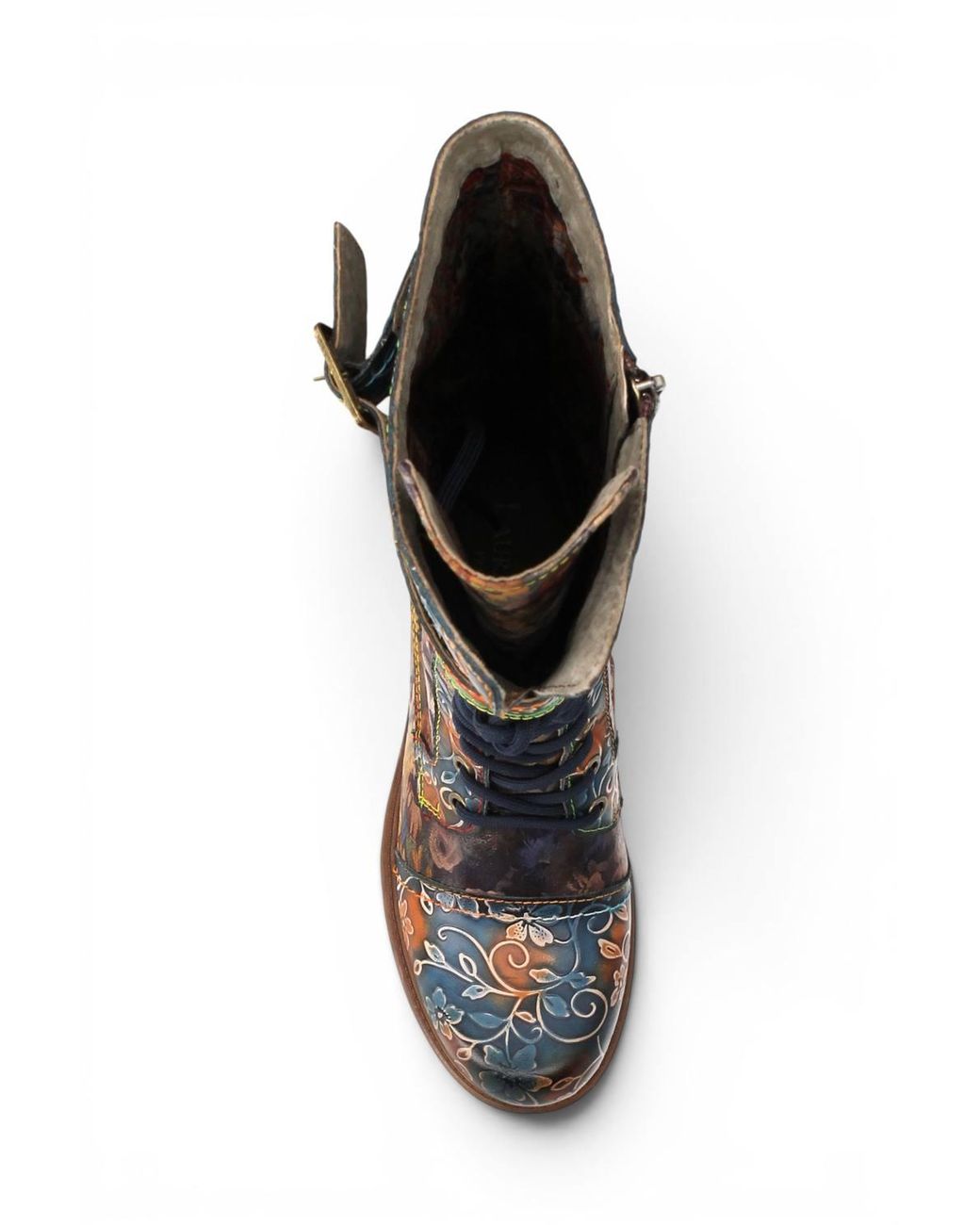 Infinity Leather Brown Floral Victorian Leather High Combat Long Boots