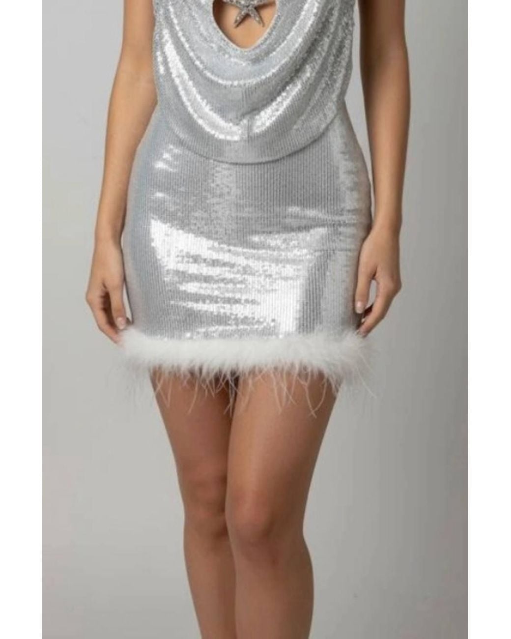 Stylewise Metallic Sequin Halter Neck Crop Top & Skirt Co-Ord