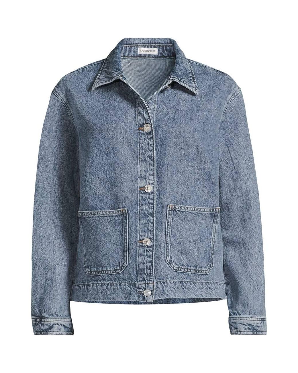 Lands' End Blue Linen Blend Jeans Jacket
