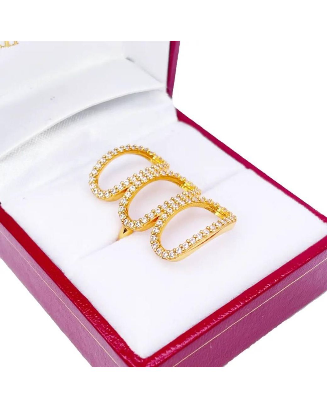 Raina Jewels Metallic 22Ct Cubic Zirconia Three-Loop Oval Design Ring 28Mm Length