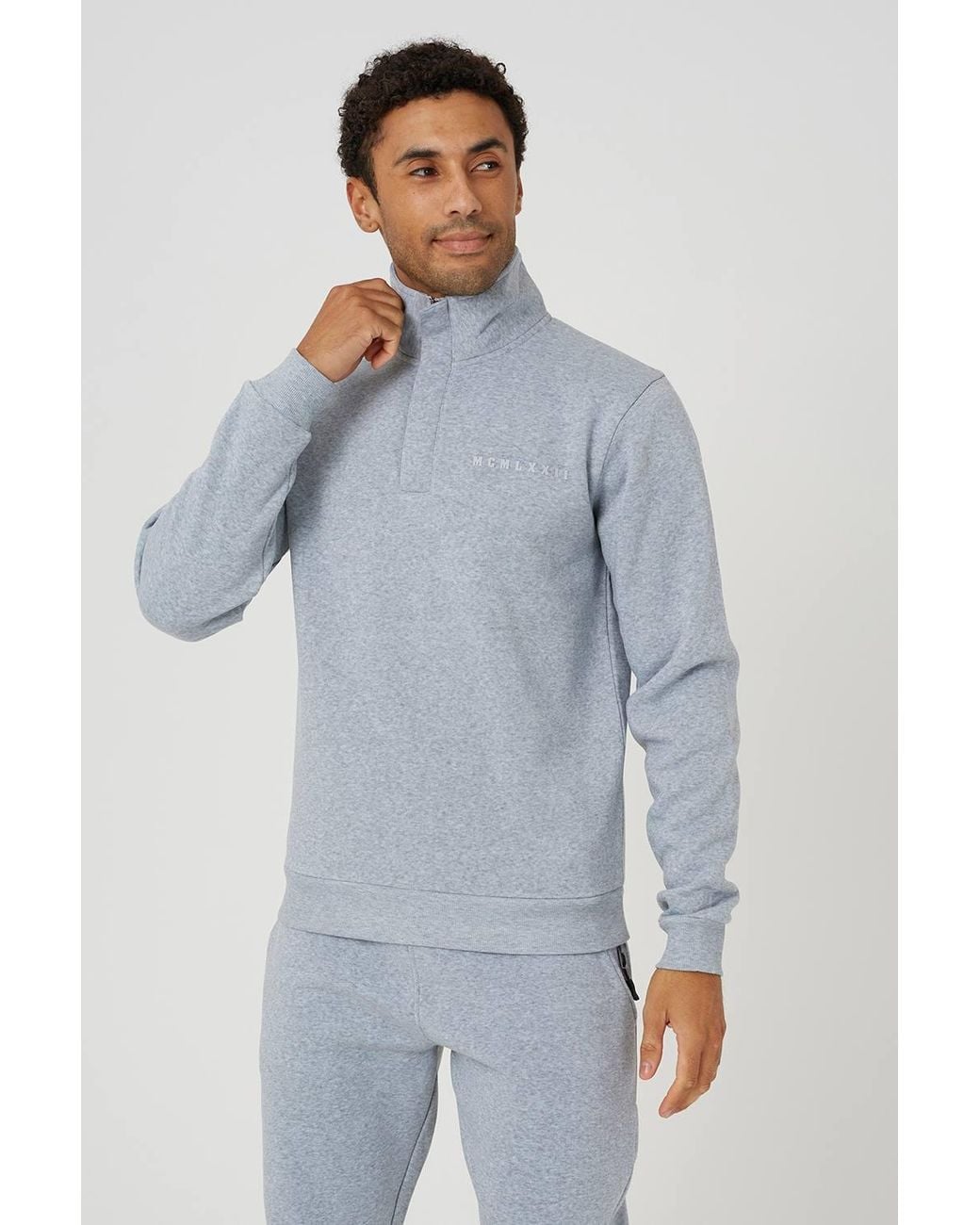Brave Soul Blue Quarter Zip Sweatshirt for men