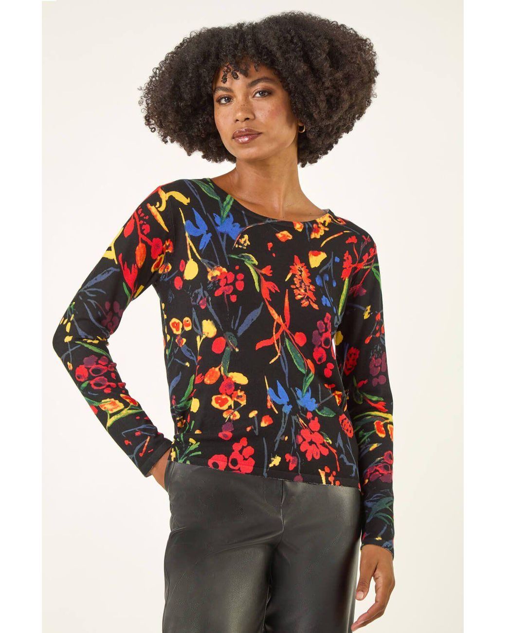 Roman Red Floral Print Soft Knit Jumper