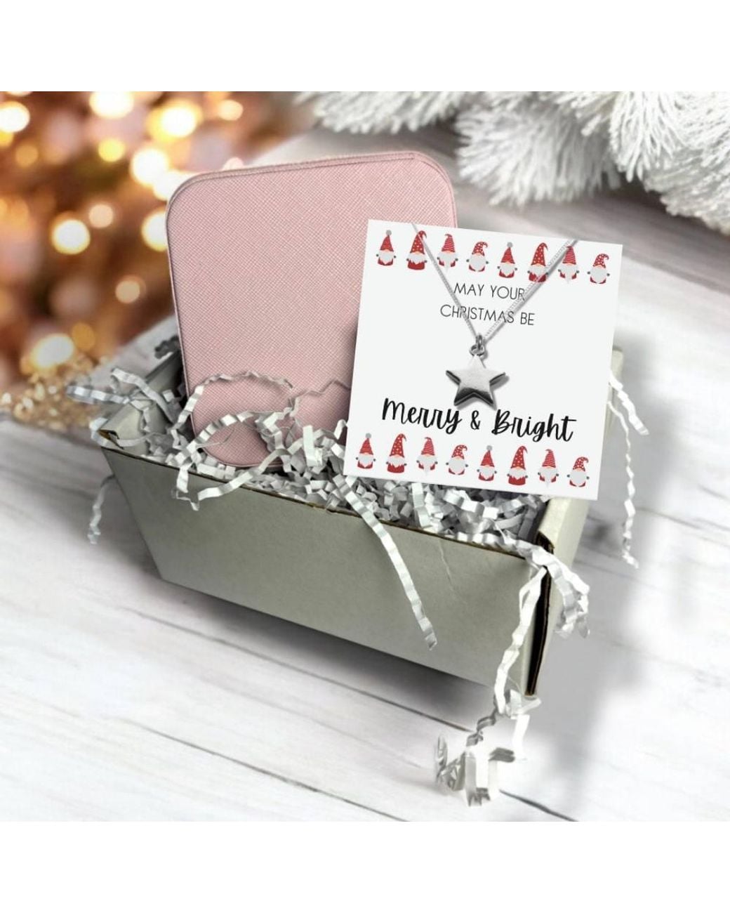 Aye Do Gifts Gray Merry & Bright Christmas Hamper Star Necklace & Jewellery Box