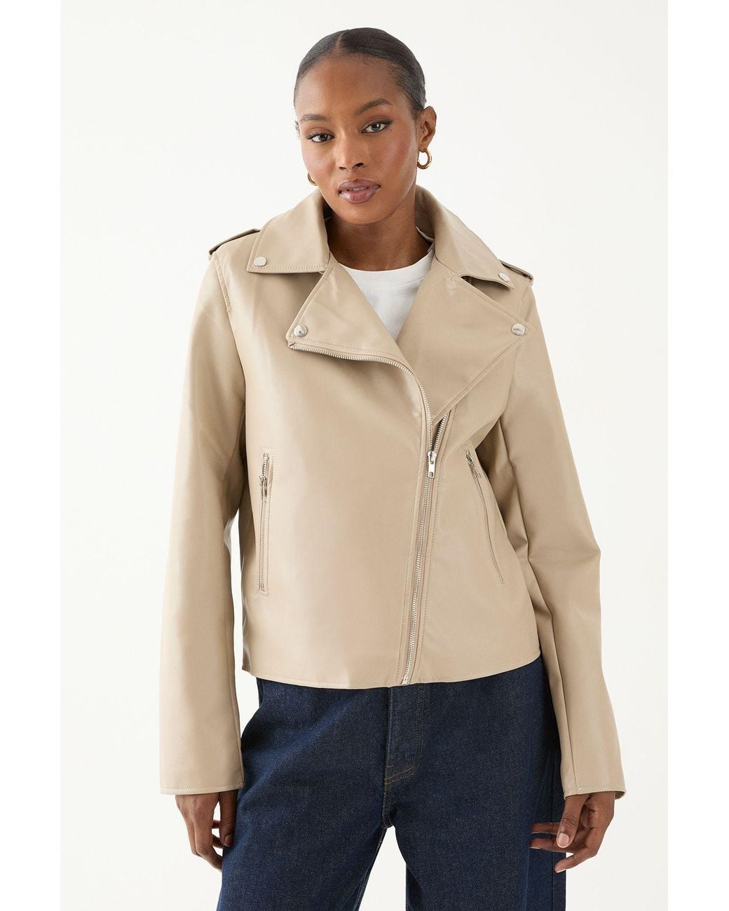 MissPap Blue Leather Look Biker Jacket