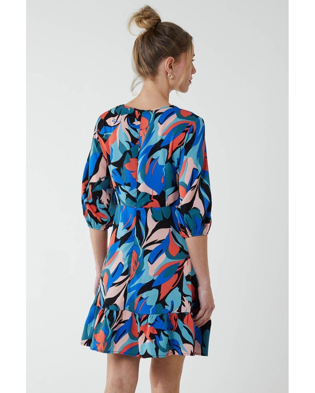 Blue Vanilla Blue Tie Front 3/4 Sleeve Dress