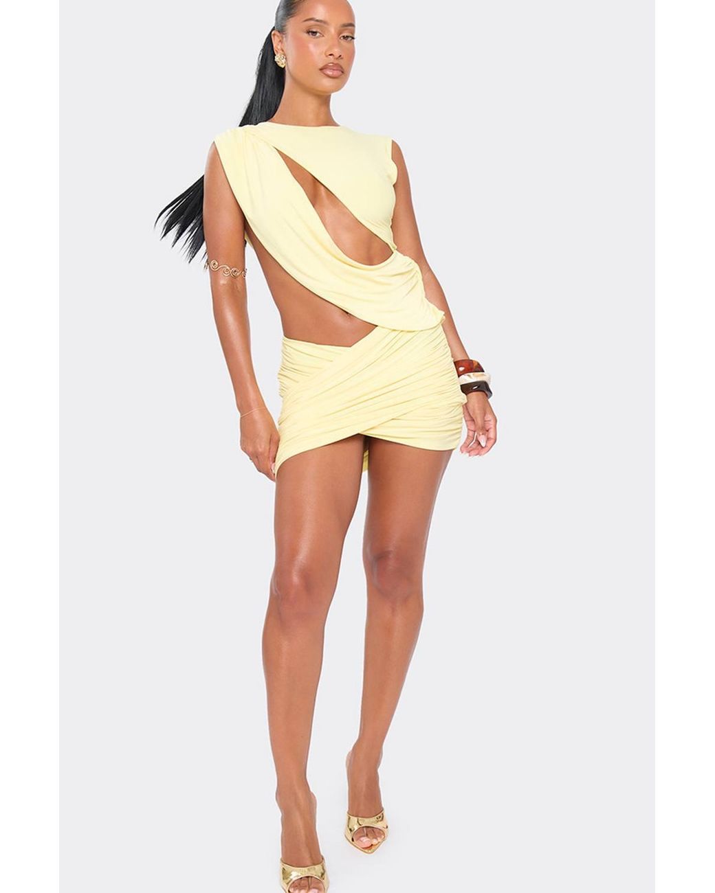 EGO Natural Sleeveless Cut Out Mini Dress
