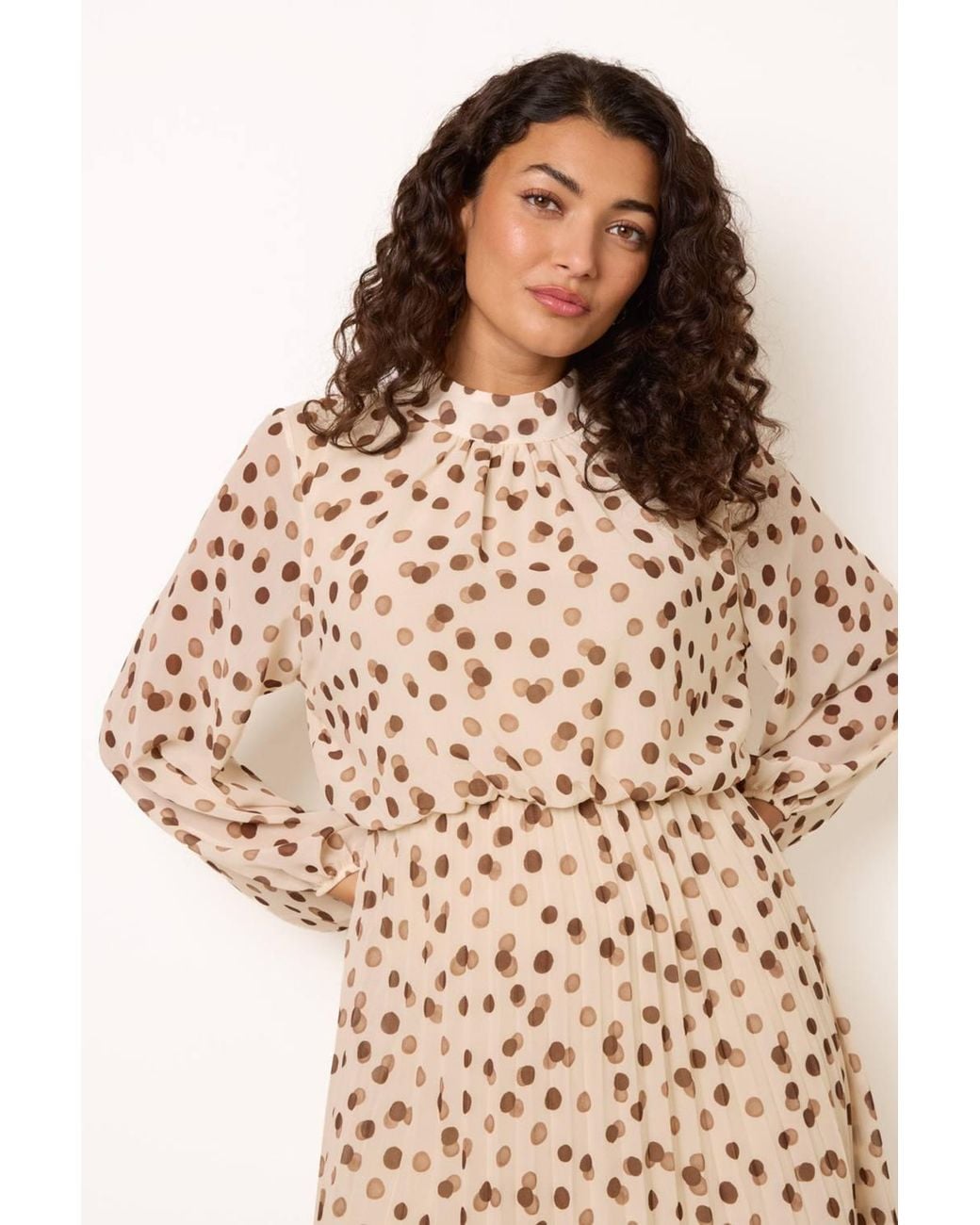Blue Vanilla Natural Long Sleeve Turtleneck Midi Dress