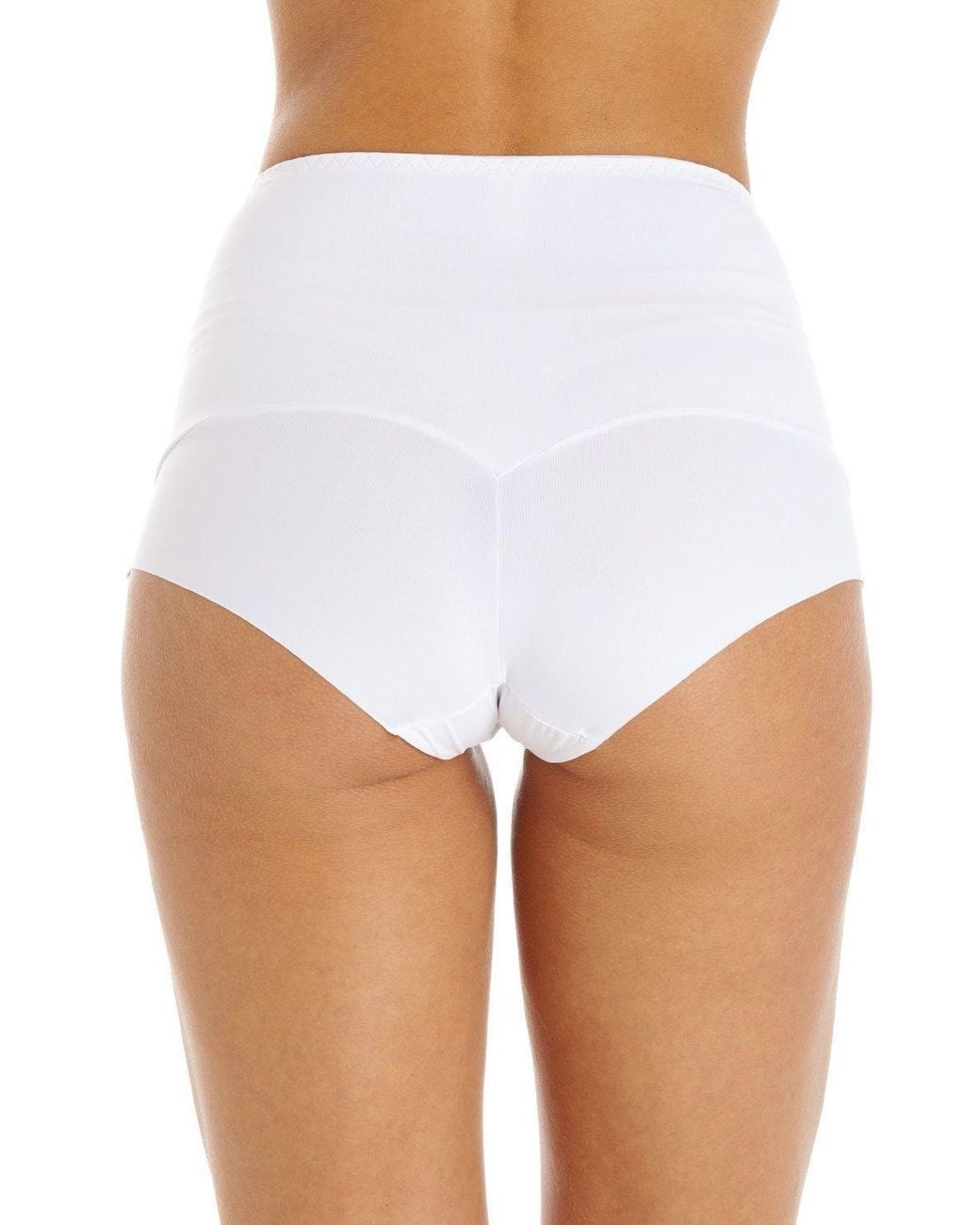 CAMILLE White High Waist Seamless Floral Lace Control Briefs