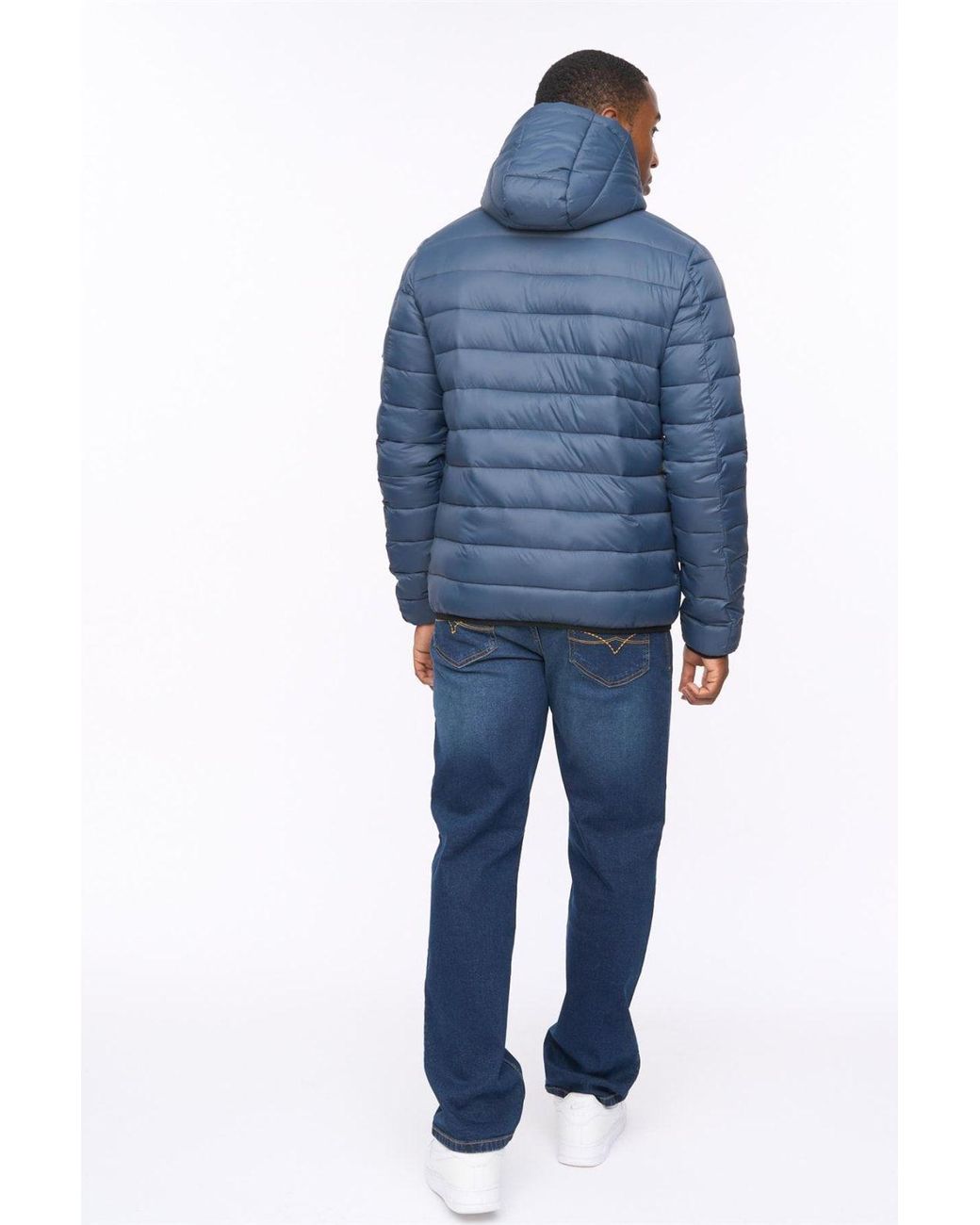 Crosshatch Blue Gattering Lightweight Hooded Quilted Puffer Jacket for men