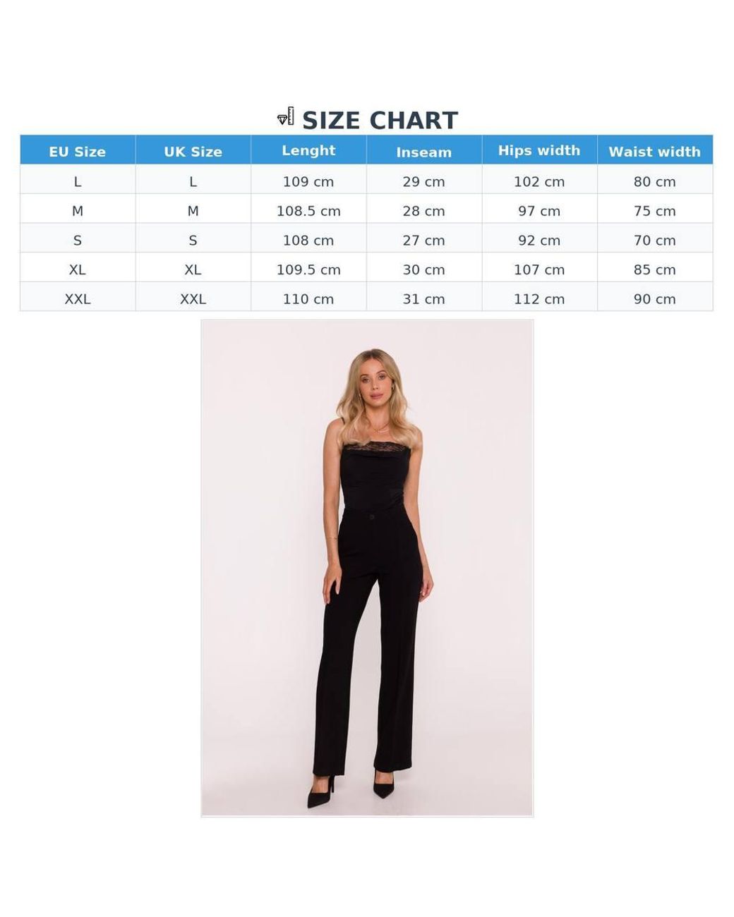 Love Lace Blue Office Viscose Lightweight Tailored Trousers