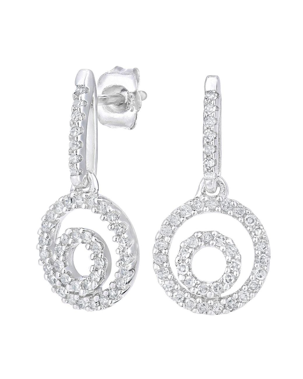 Jewelco London White 9Ct Round 1/3Ct Diamond Circle Drop Earrings