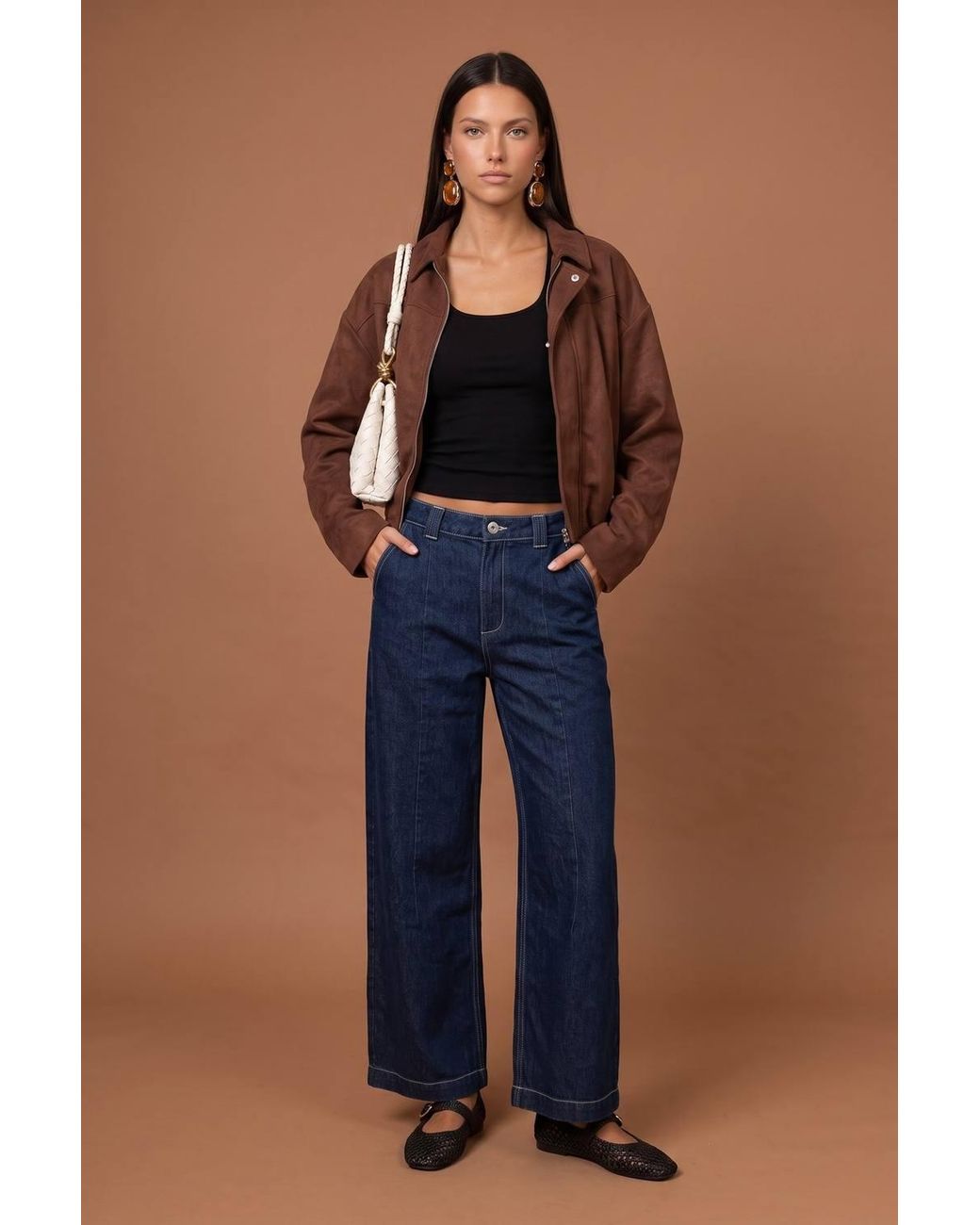 Urban Bliss Blue Suede Collared Bubble Hem Jacket