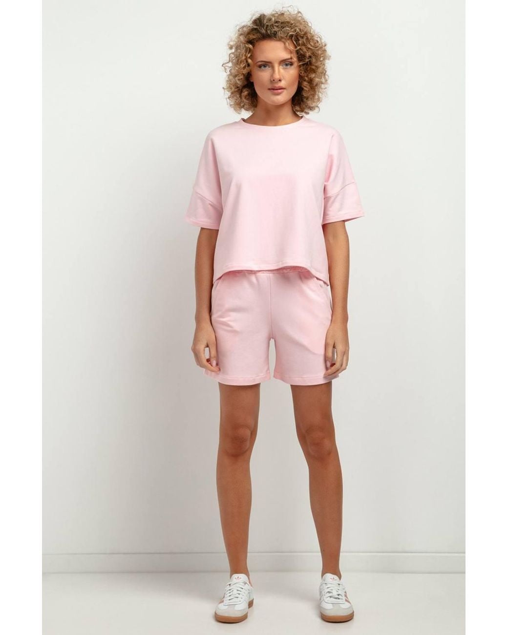 Love Lace Pink Urban Street Short Sleeve Knit Blouse