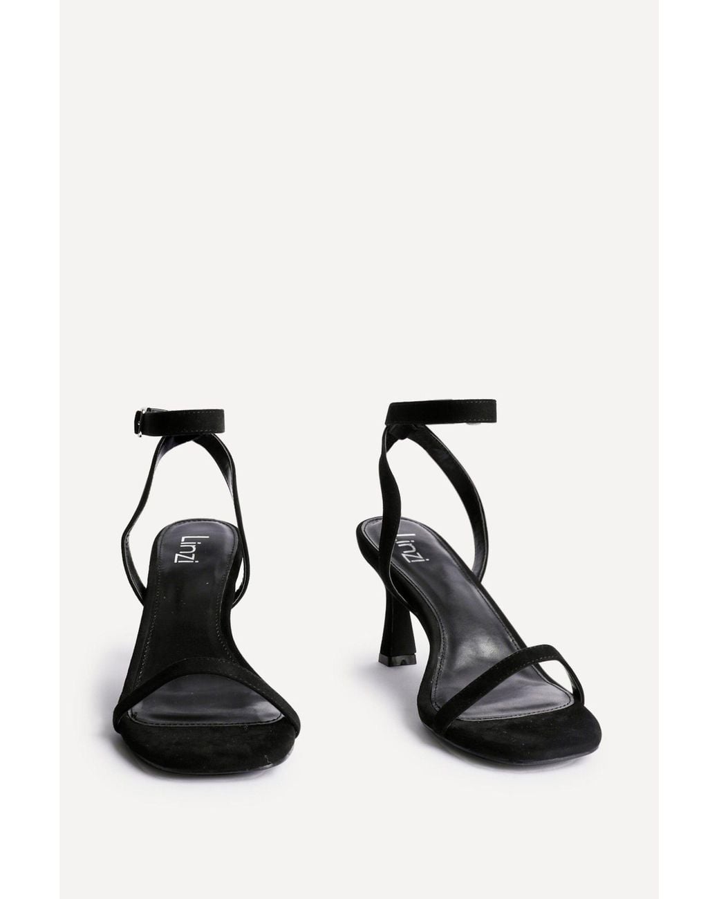 Linzi Black Elevate Faux Suede Barely There Stiletto Heeled Sandals