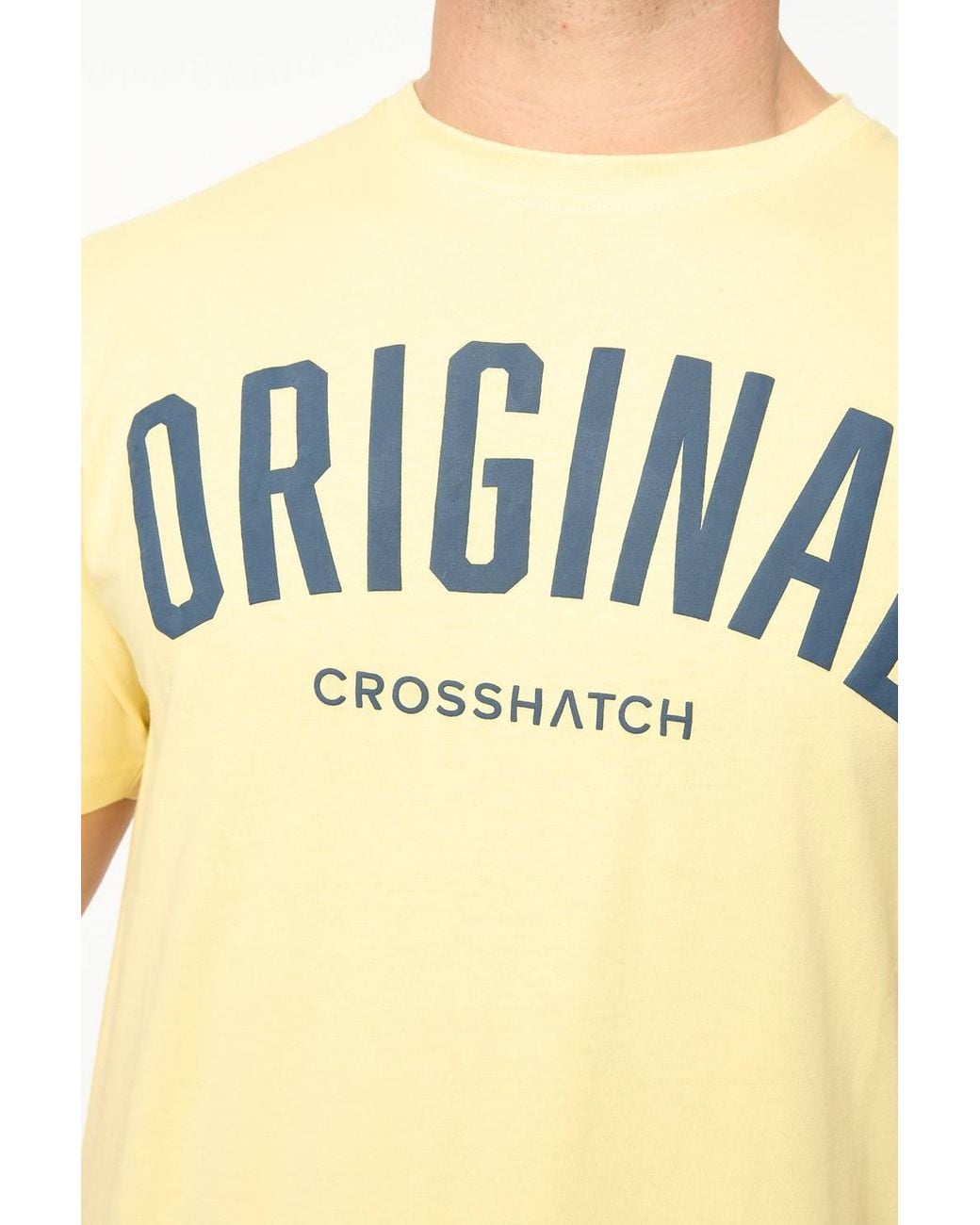 Crosshatch Yellow Kensby Crew Neck Cotton T-Shirt With High Build Graphics for men
