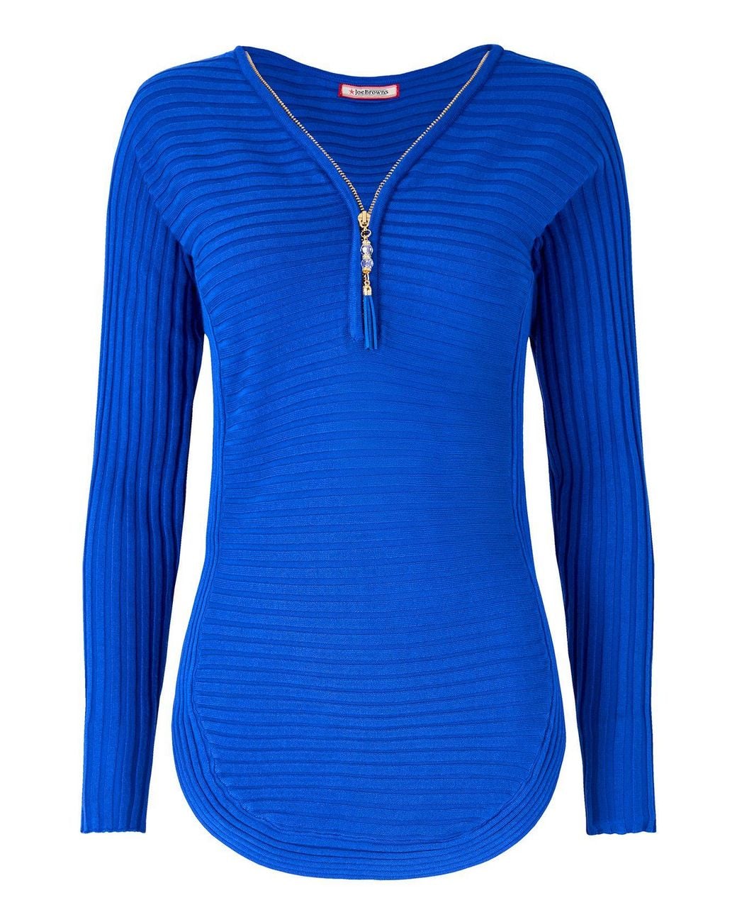 Joe Browns Blue Ribbed Jersey Zip Top