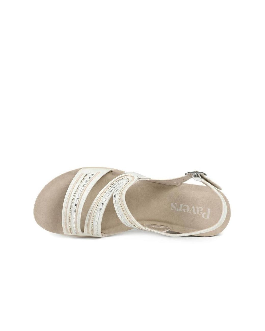 Pavers White Wedge Heeled Buckle Fasten Sandals