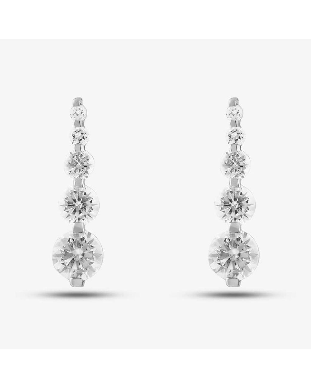 T.H.Baker White 9Ct Cubic Zirconia Graduated Dropper Earrings 1.58.4399