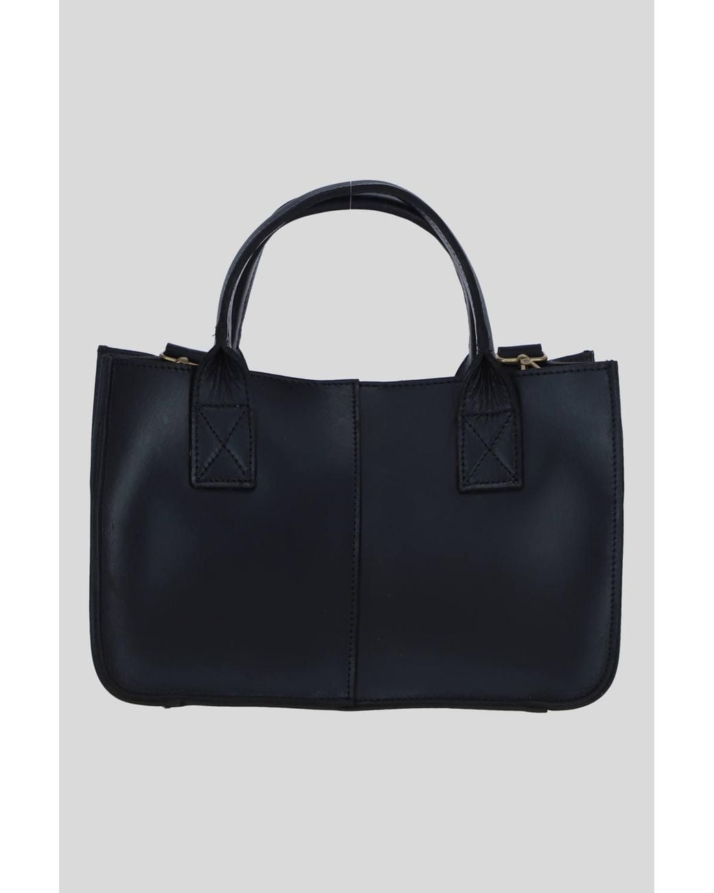 Ashwood Leather Black Leather Small Structured Tote Bag With Detachable Strap & Pouch