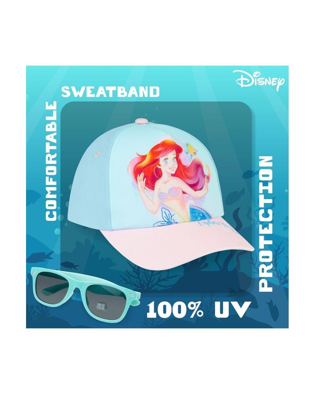 Disney White Little Mermaid Cap & Sunglasses