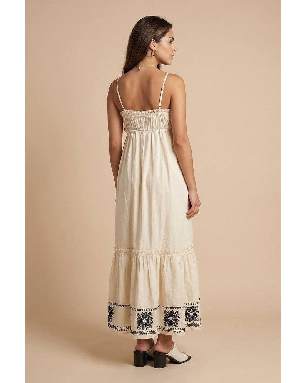 Urban Bliss Natural Embroidery Hem Dress