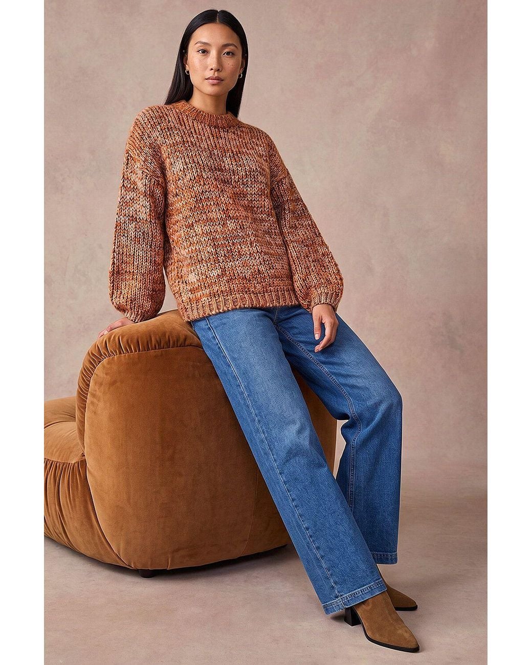 Roman Orange Metallic Ombre Knit Jumper