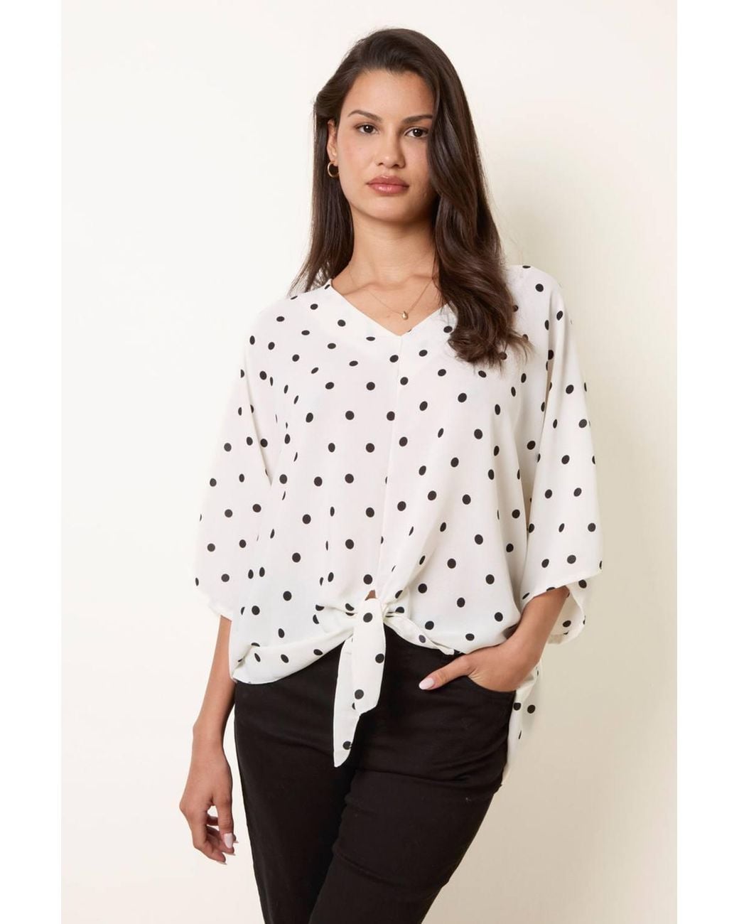 Blue Vanilla Natural Short Sleeve V-Neck Top