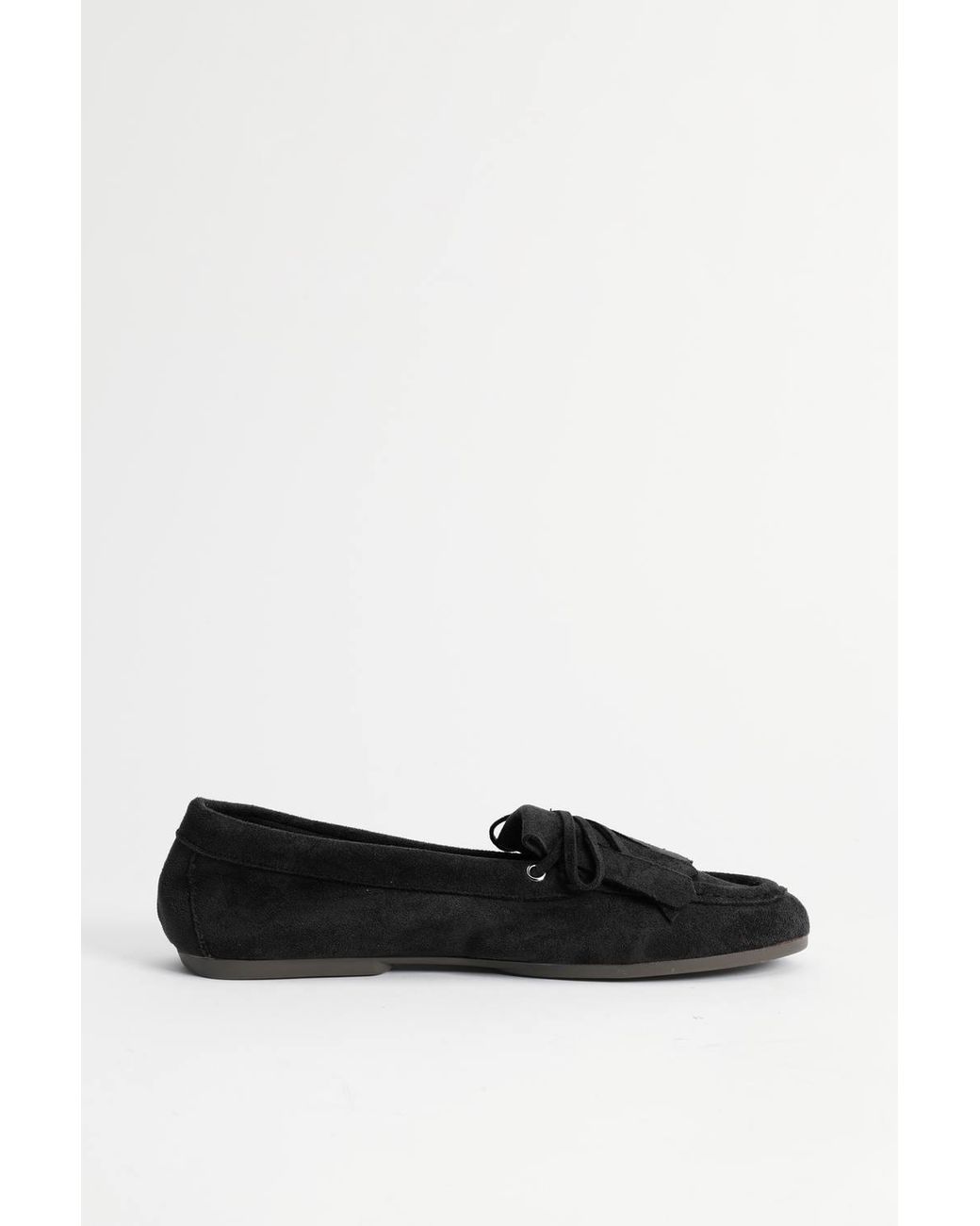 Oasis Black Laura Faux Suede Tassel Detail Boat Shoes