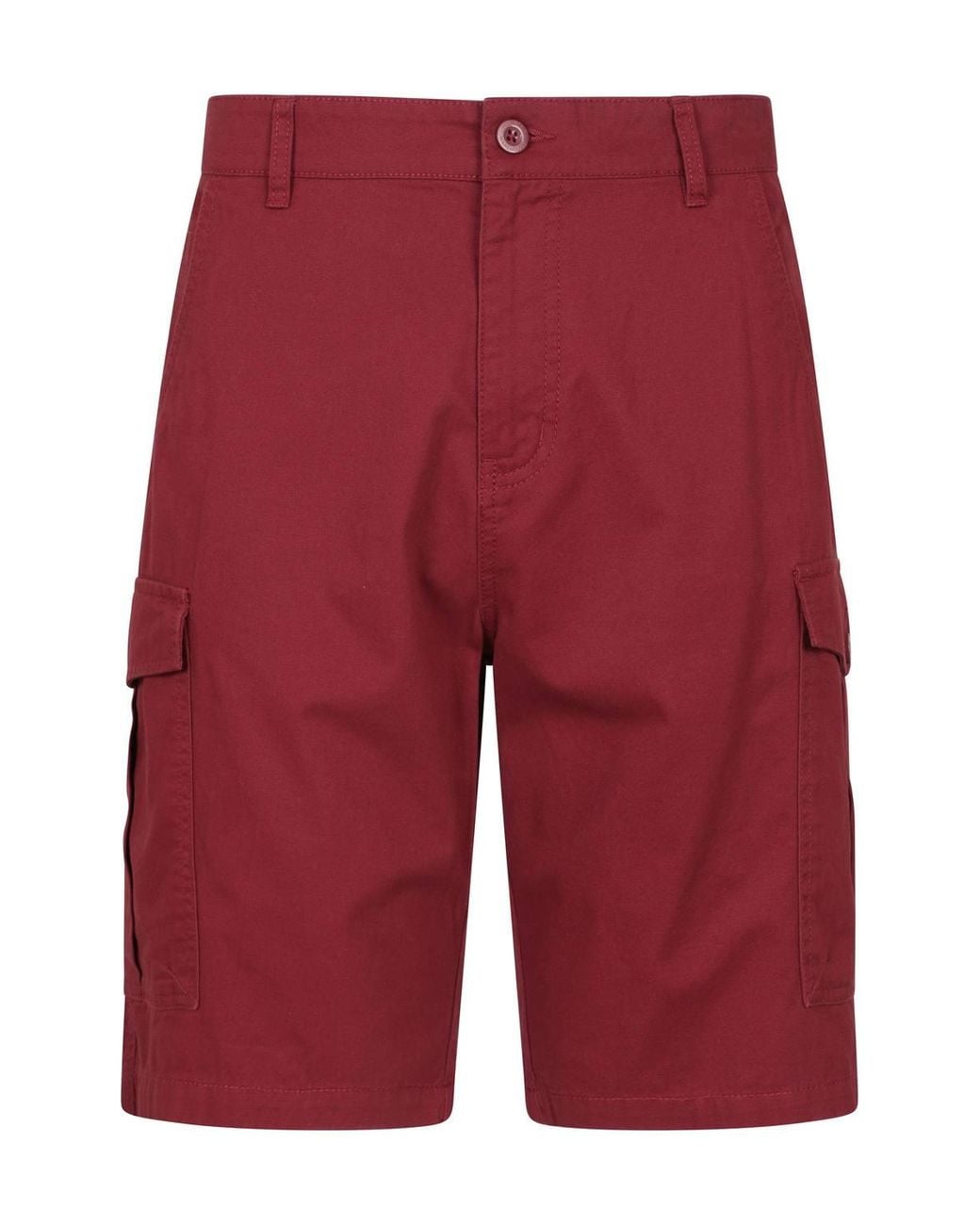 Mountain Warehouse Red 'Lakeside' Twill Cotton Cargo Shorts With Multiple Pockets for men