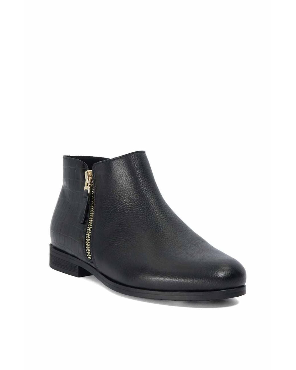 Dune Black Wide Fit 'Pantha' Leather Ankle Boots