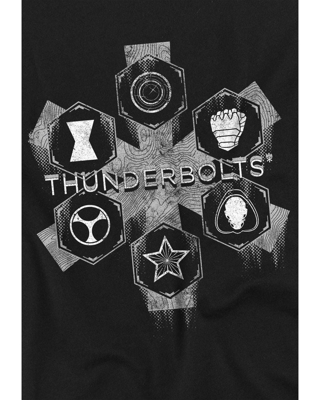 Marvel Black Thunderbolts Asterisk Hero Icons Long Sleeve T-Shirt