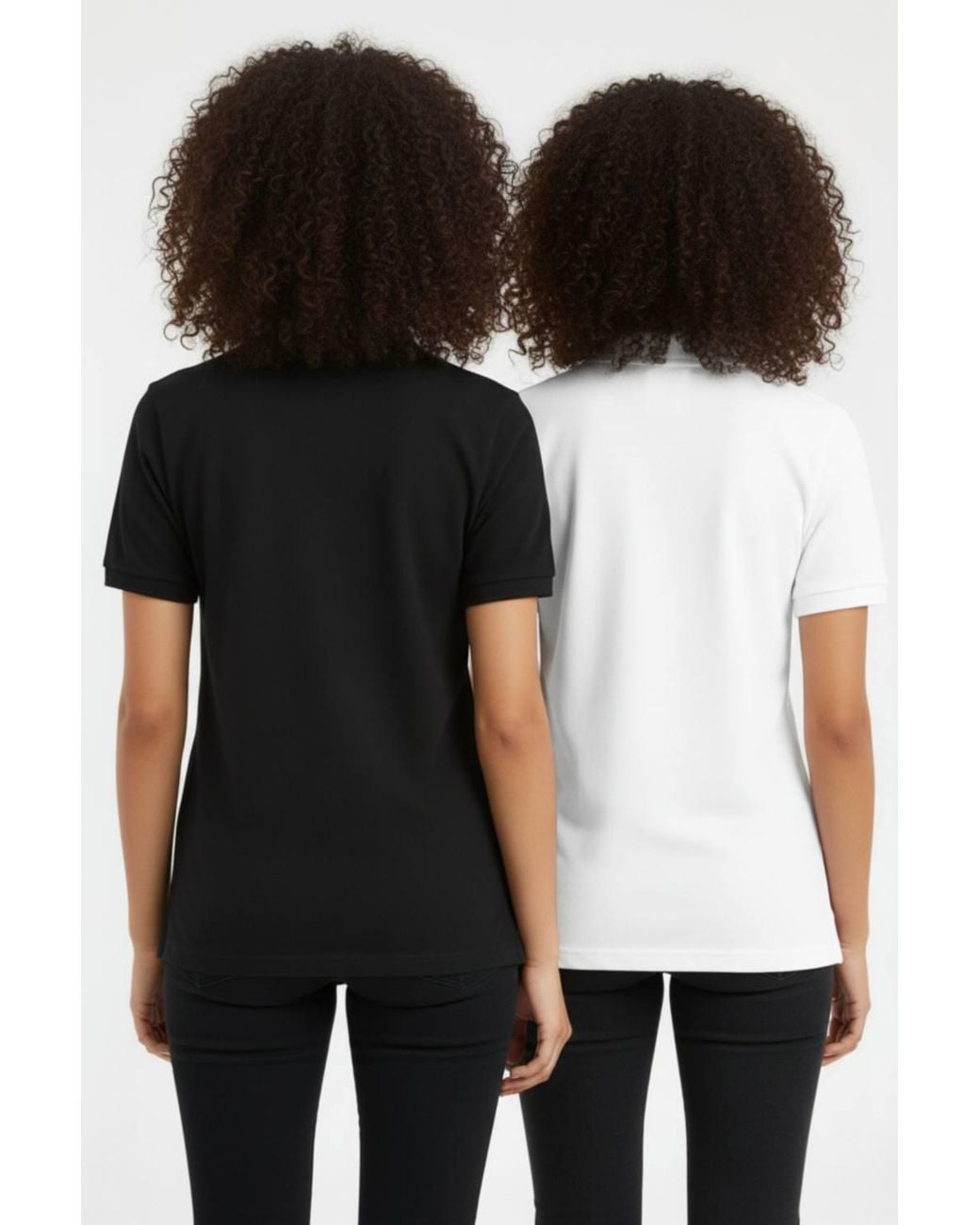 Femme Luxe Black Classic/ Polo Collar Short Sleeve T-Shirt 2 Pack