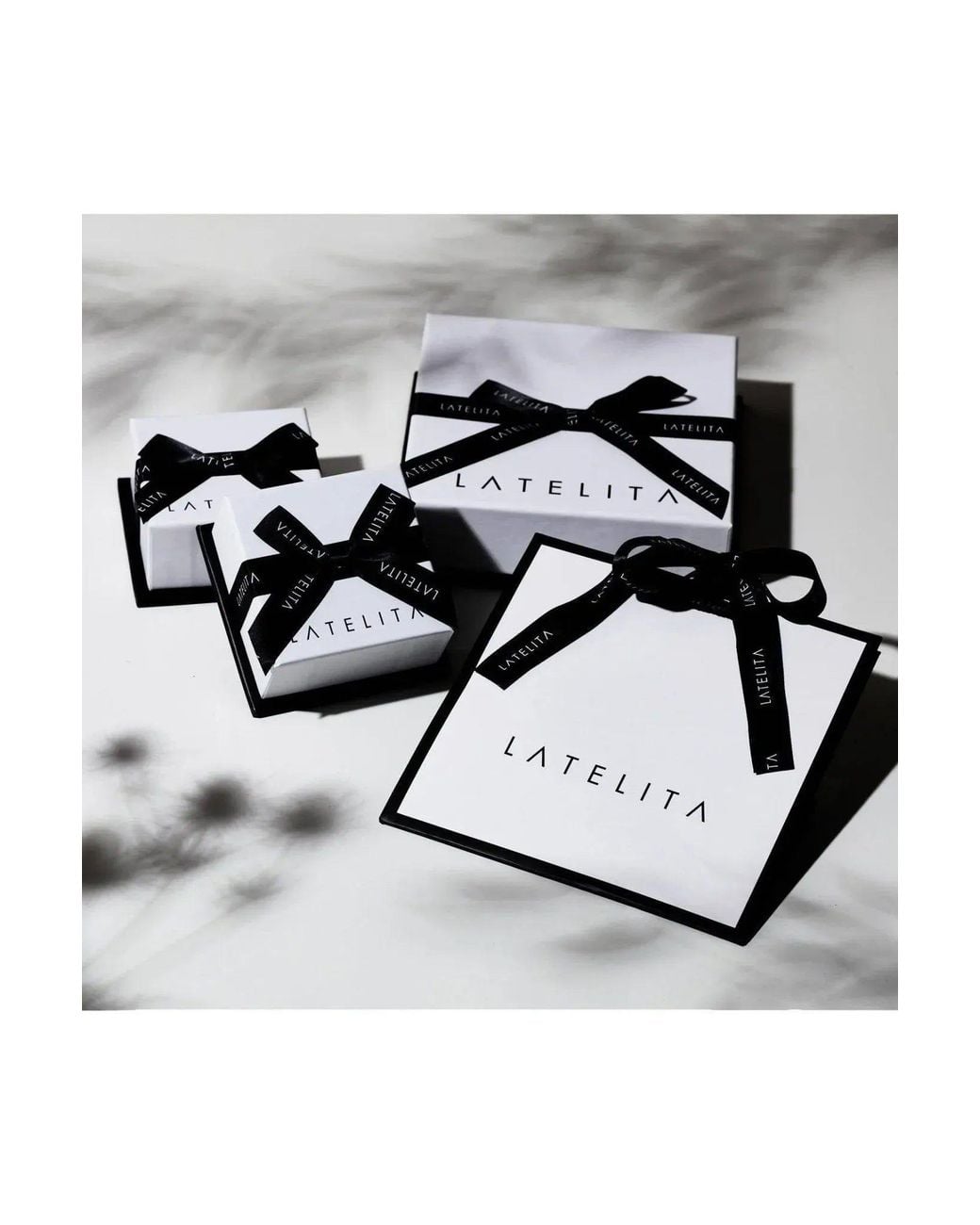 Latelita London White Sardinia Triple Teardrop Earrings Rosegold Tourmaline