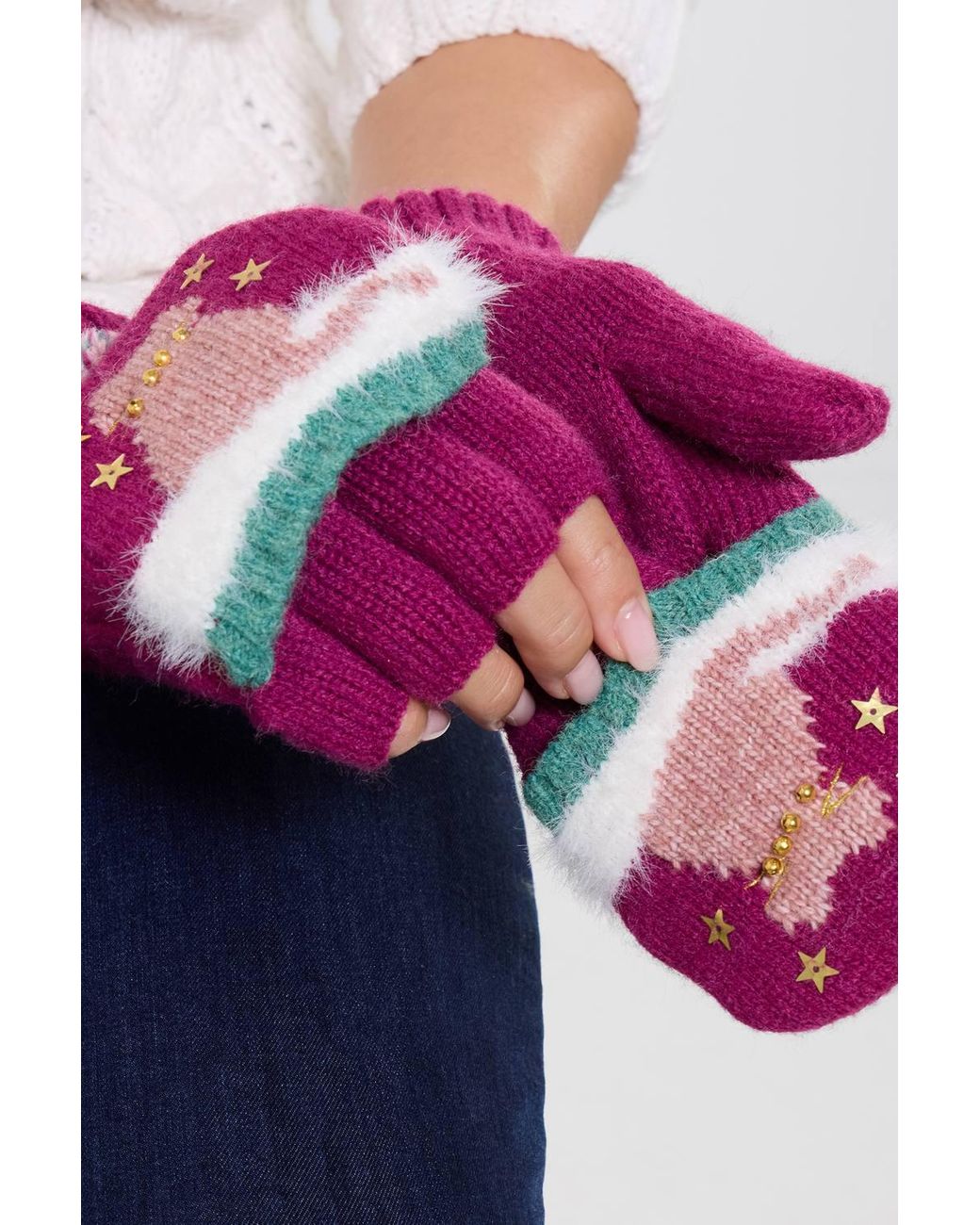 Joe Browns Pink Cosy Cats Winter Glove